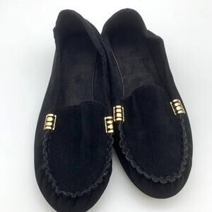 Black Loafer Womens Size 9 Faux Suede Fashion Slippers Bohemian Style